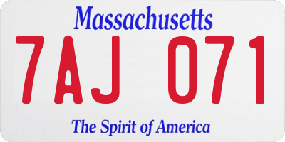 MA license plate 7AJ071