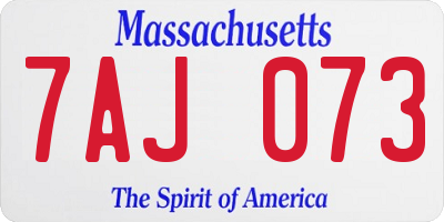 MA license plate 7AJ073