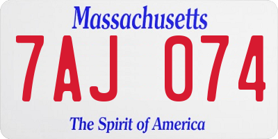MA license plate 7AJ074