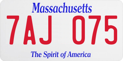 MA license plate 7AJ075