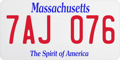 MA license plate 7AJ076