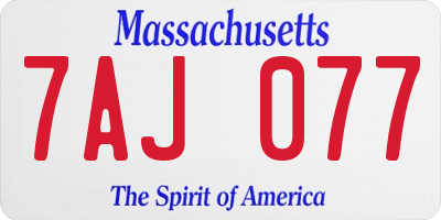 MA license plate 7AJ077