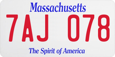 MA license plate 7AJ078