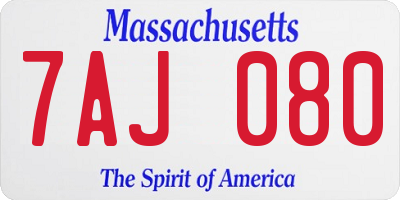 MA license plate 7AJ080