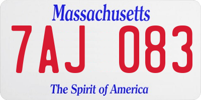 MA license plate 7AJ083