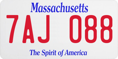MA license plate 7AJ088