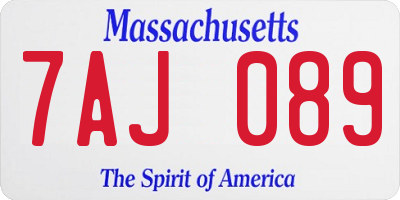 MA license plate 7AJ089