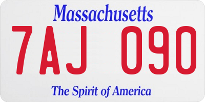 MA license plate 7AJ090