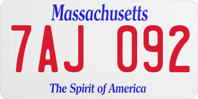 MA license plate 7AJ092