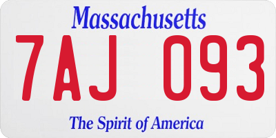 MA license plate 7AJ093
