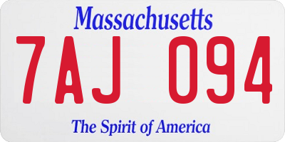 MA license plate 7AJ094