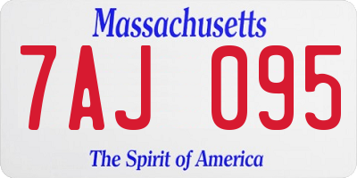 MA license plate 7AJ095