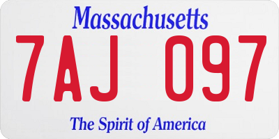 MA license plate 7AJ097
