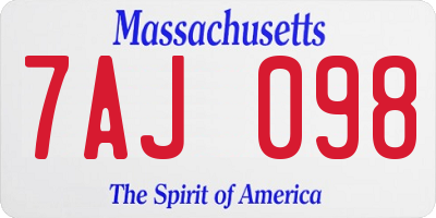 MA license plate 7AJ098