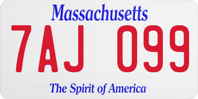 MA license plate 7AJ099