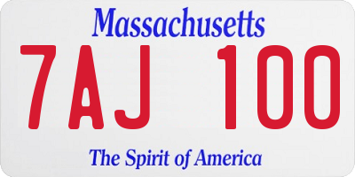 MA license plate 7AJ100