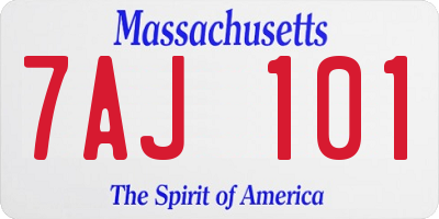 MA license plate 7AJ101