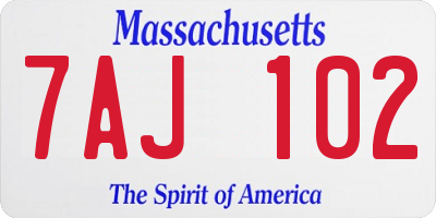 MA license plate 7AJ102