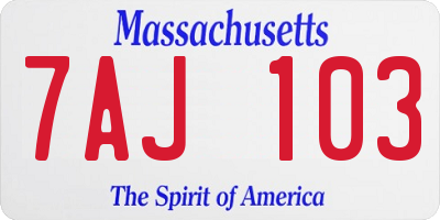MA license plate 7AJ103