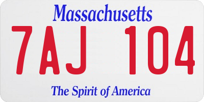 MA license plate 7AJ104