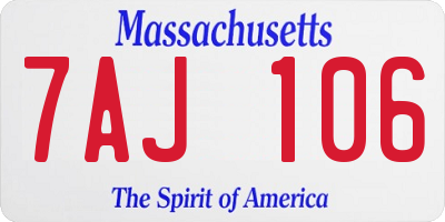 MA license plate 7AJ106