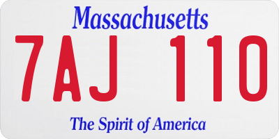 MA license plate 7AJ110