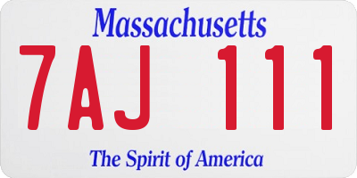 MA license plate 7AJ111