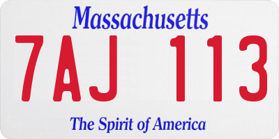 MA license plate 7AJ113