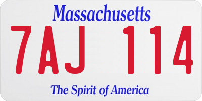 MA license plate 7AJ114