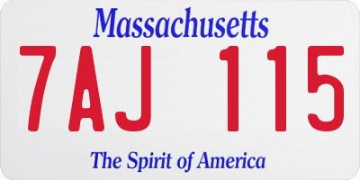MA license plate 7AJ115