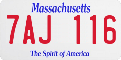 MA license plate 7AJ116