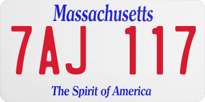 MA license plate 7AJ117