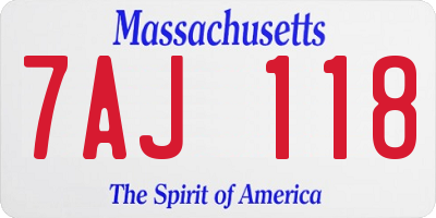 MA license plate 7AJ118