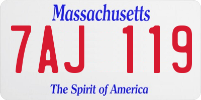MA license plate 7AJ119