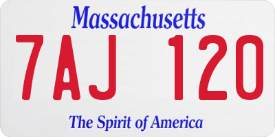 MA license plate 7AJ120
