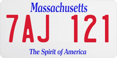MA license plate 7AJ121