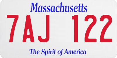 MA license plate 7AJ122