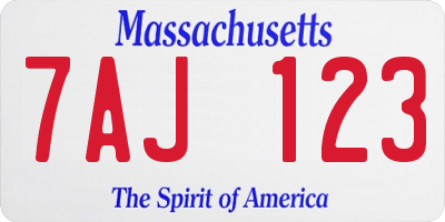 MA license plate 7AJ123
