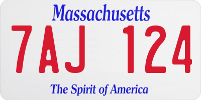 MA license plate 7AJ124