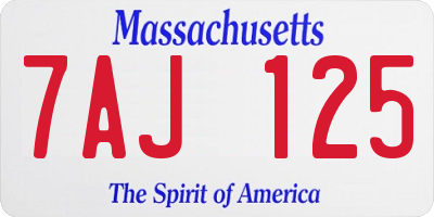 MA license plate 7AJ125