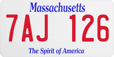 MA license plate 7AJ126