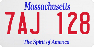 MA license plate 7AJ128