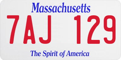 MA license plate 7AJ129