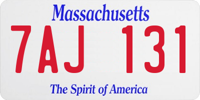 MA license plate 7AJ131