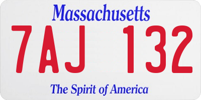 MA license plate 7AJ132