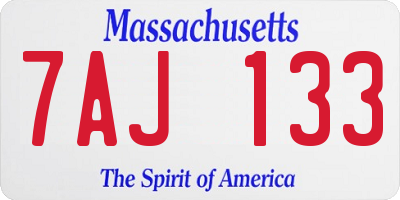 MA license plate 7AJ133