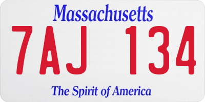 MA license plate 7AJ134