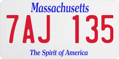 MA license plate 7AJ135