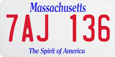 MA license plate 7AJ136