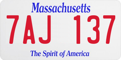 MA license plate 7AJ137